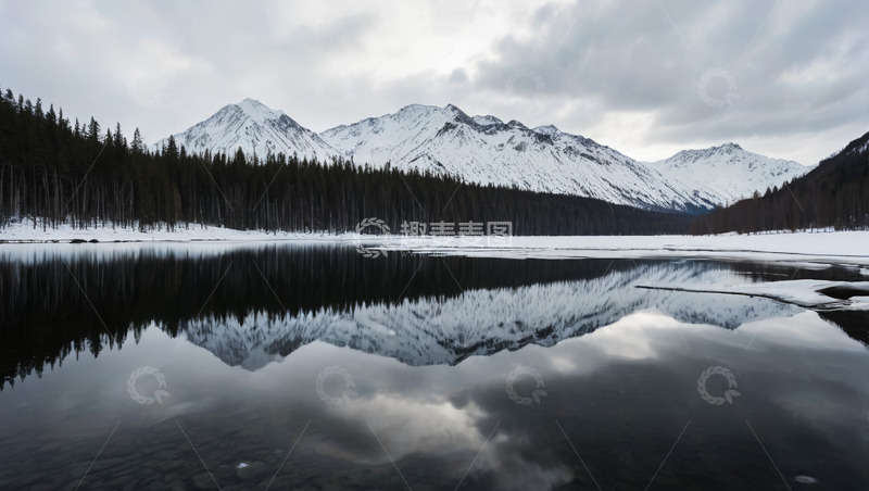 高清大图下载【趣麦麦图】雪山湖泊森林自然风景