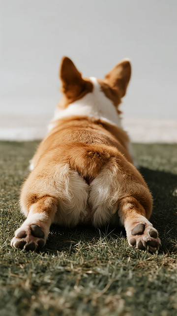 慵懒柯基草地休息