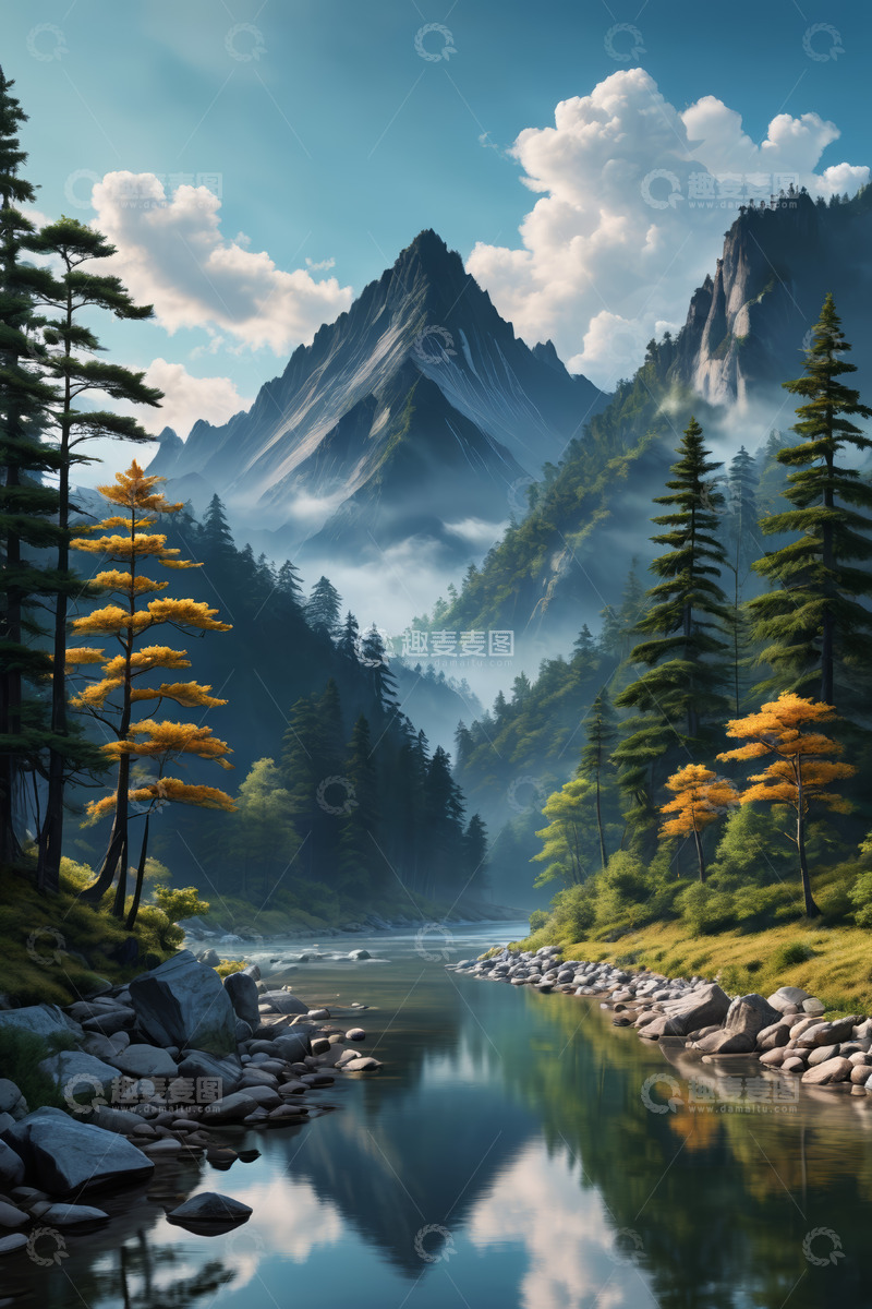 高清大图下载【趣麦麦图】山林河流自然风光