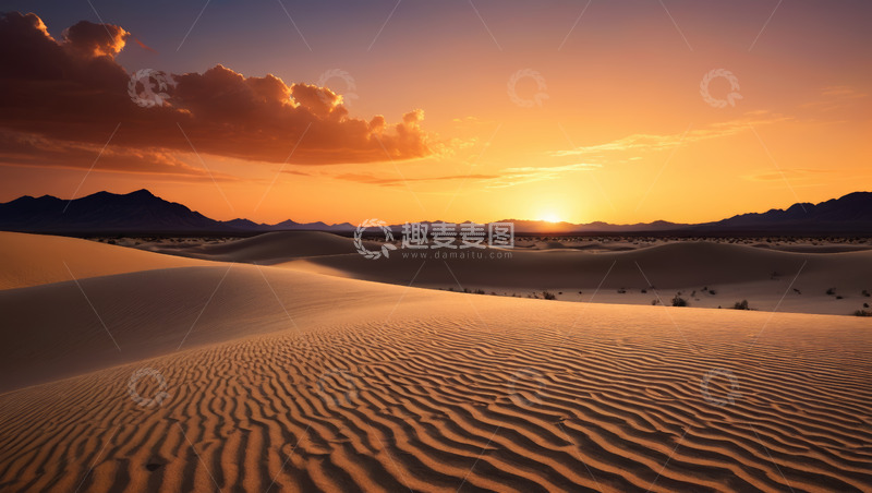高清大图下载【趣麦麦图】沙漠日落时分自然风光