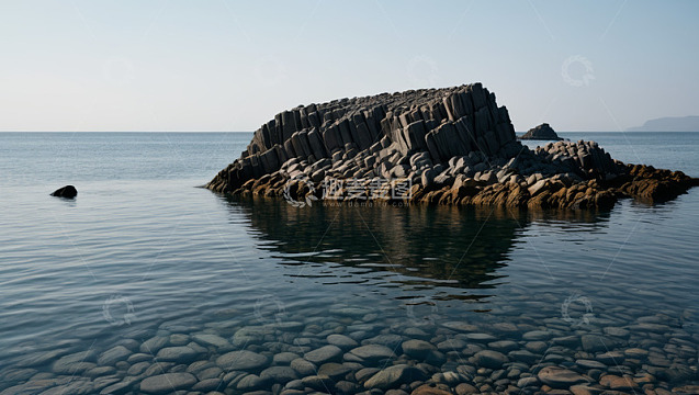海岸边海中岩石景观