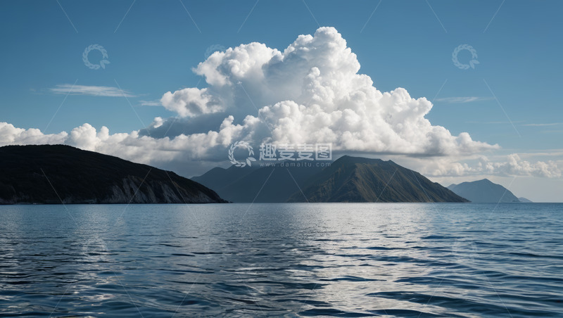 高清大图下载【趣麦麦图】海洋高山与白云自然景观