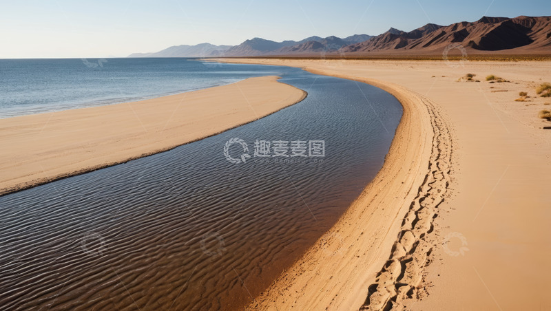 高清大图下载【趣麦麦图】沙漠边缘水域自然风光