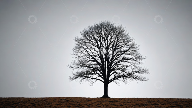 高清大图下载【趣麦麦图】旷野中孤独的无叶大树