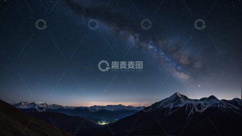 高清大图下载【趣麦麦图】雪山星空夜景
