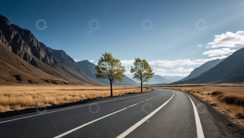 高清大图下载【趣麦麦图】旷野山间蜿蜒公路风景
