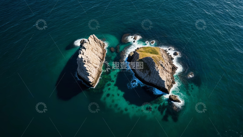 高清大图下载【趣麦麦图】海上岩石俯瞰景象