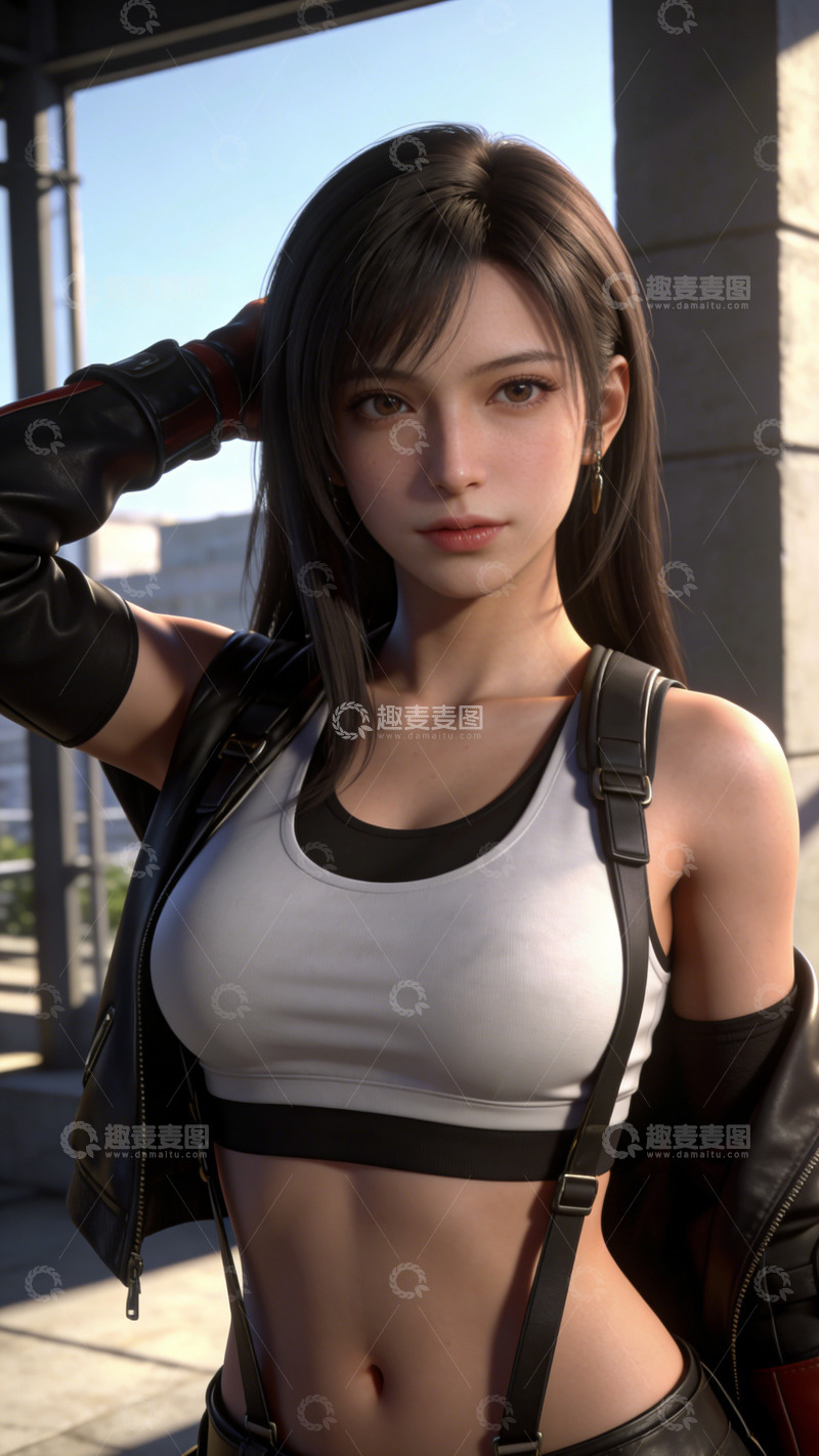 高清大图下载【趣麦麦图】游戏风女性角色紧身衣特写