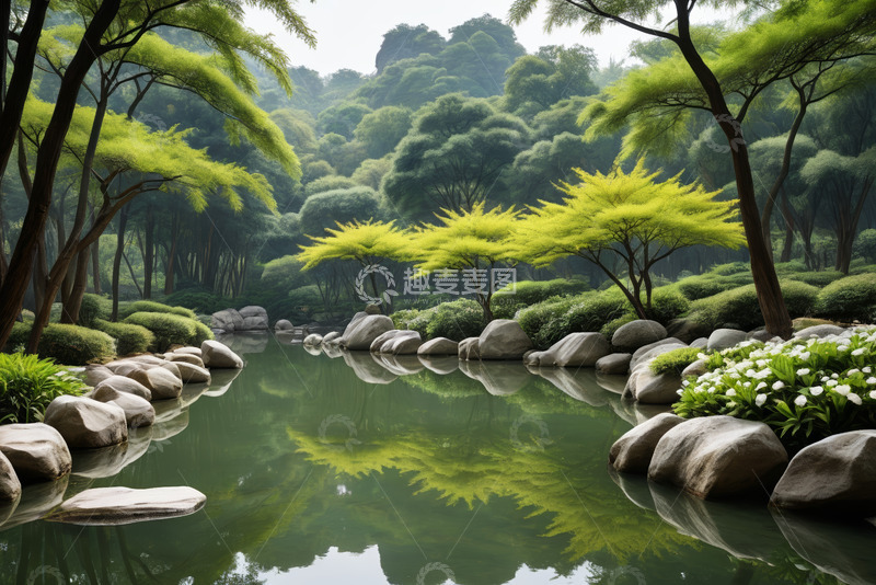 高清大图下载【趣麦麦图】静谧森林中的湖景风光