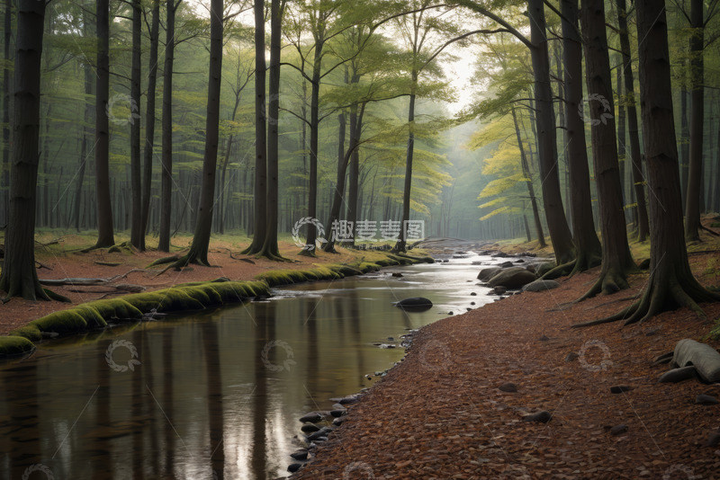 高清大图下载【趣麦麦图】森林中溪流自然风光