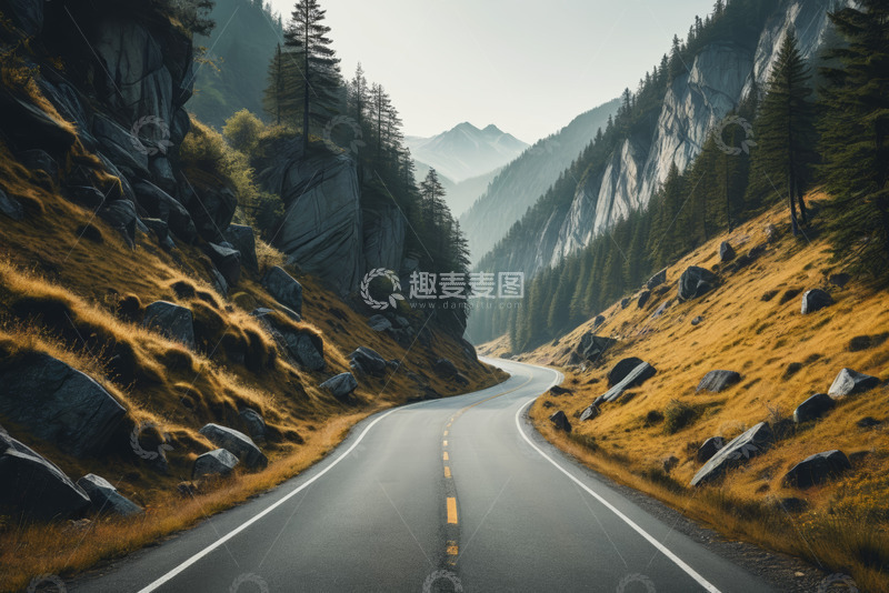 高清大图下载【趣麦麦图】山间蜿蜒公路自然风光