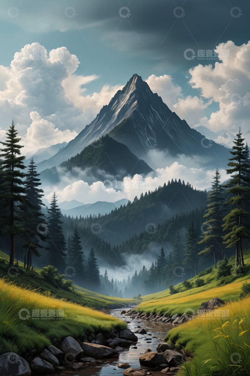 高清大图下载【趣麦麦图】山间森林溪流自然风光