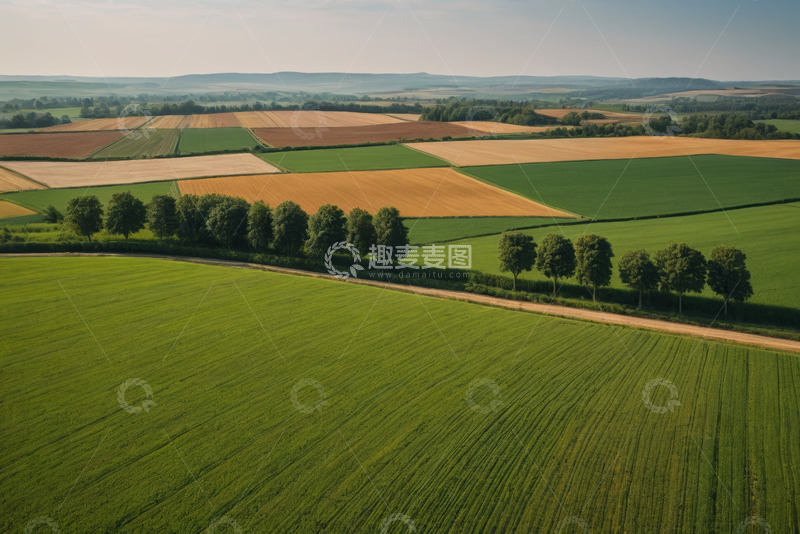 高清大图下载【趣麦麦图】俯瞰多彩农田景观