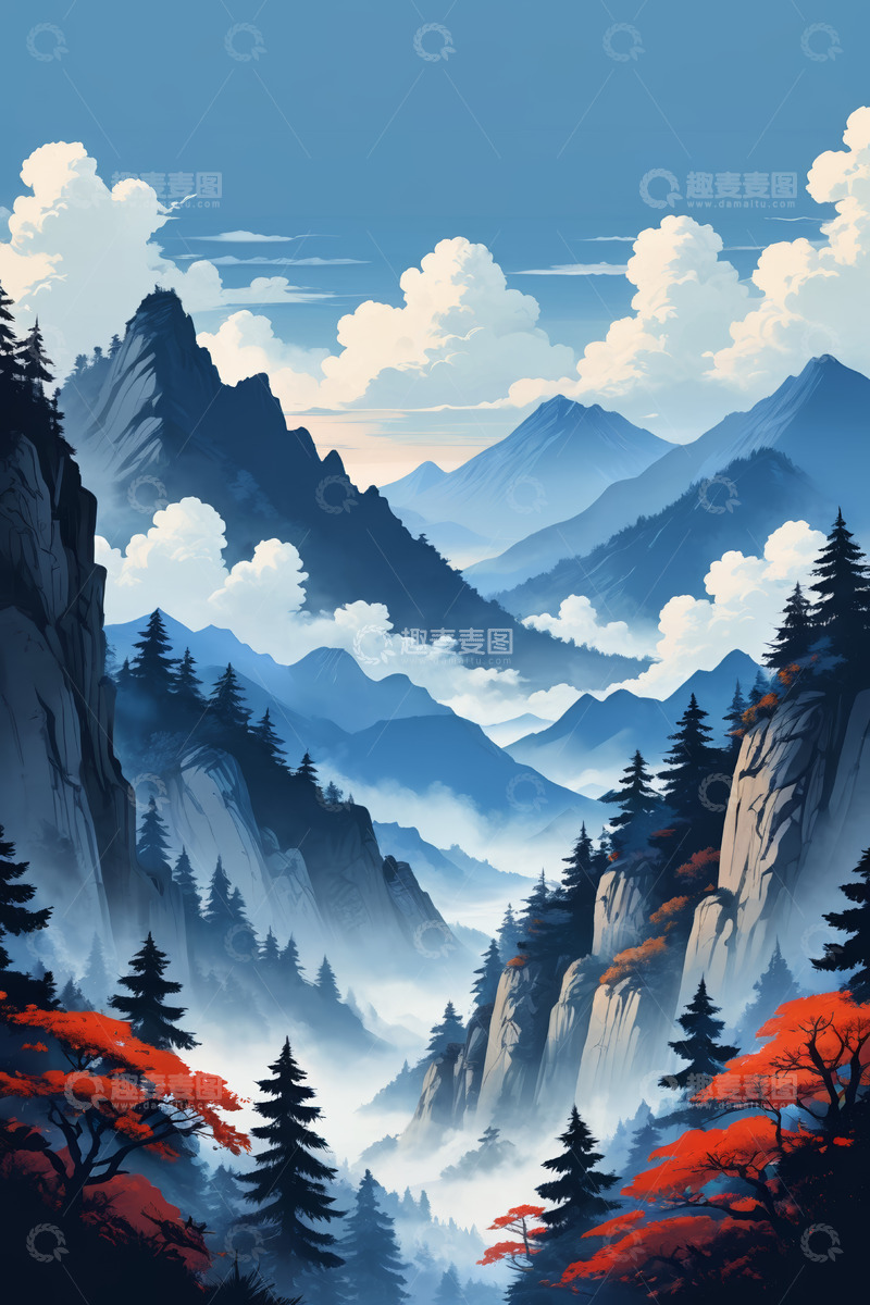 高清大图下载【趣麦麦图】山林云海自然风光