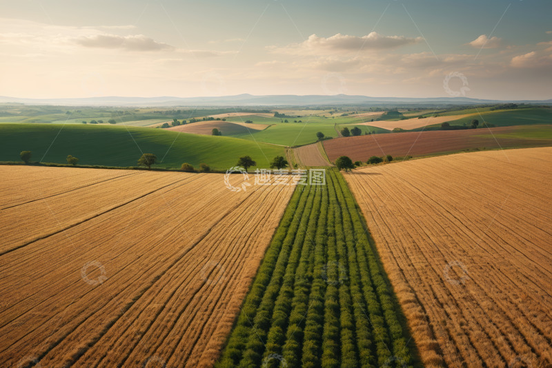 高清大图下载【趣麦麦图】田野农田航拍全景