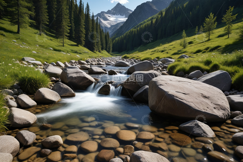 高清大图下载【趣麦麦图】山间溪流与森林自然风光
