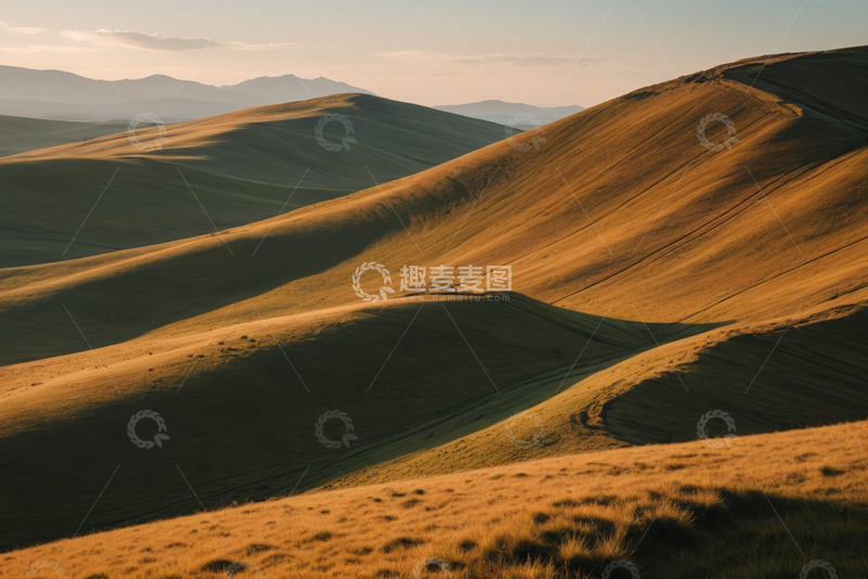 高清大图下载【趣麦麦图】黄昏下连绵起伏的山丘景观