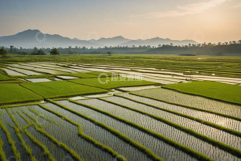 高清大图下载【趣麦麦图】田园风光稻田全景