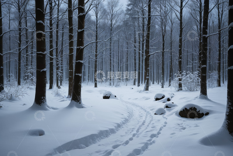 高清大图下载【趣麦麦图】雪后森林雪景自然风光