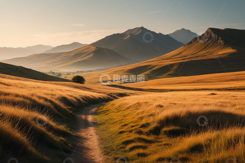 高清大图下载【趣麦麦图】山间草地小径自然风光