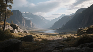 山水风光绘画素材