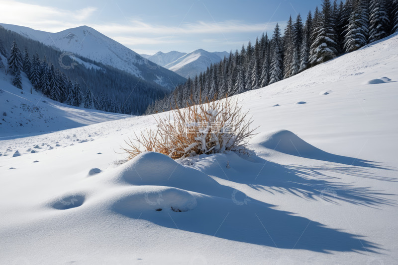 高清大图下载【趣麦麦图】雪山森林雪景风光