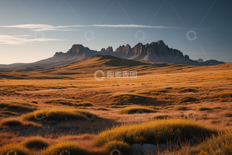 高清大图下载【趣麦麦图】广袤原野与远方山峦景色