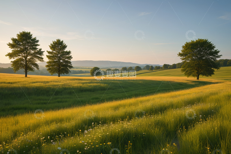 高清大图下载【趣麦麦图】田野草地树木自然风景