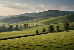 绿色山丘与草原自然风光