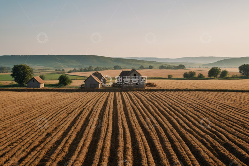 高清大图下载【趣麦麦图】农田中的农舍与自然风光