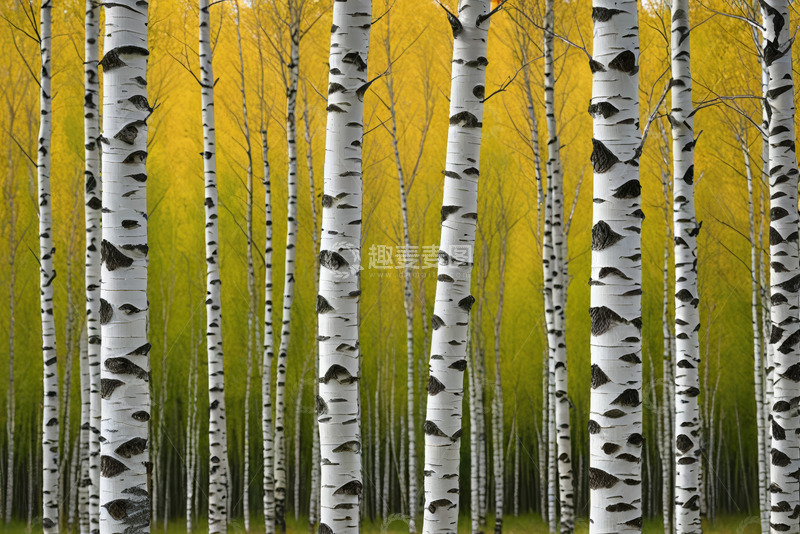 高清大图下载【趣麦麦图】白桦林秋季自然风光