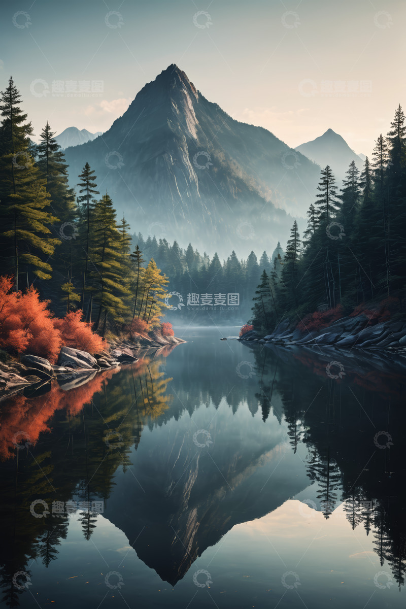 高清大图下载【趣麦麦图】山林湖泊自然风景