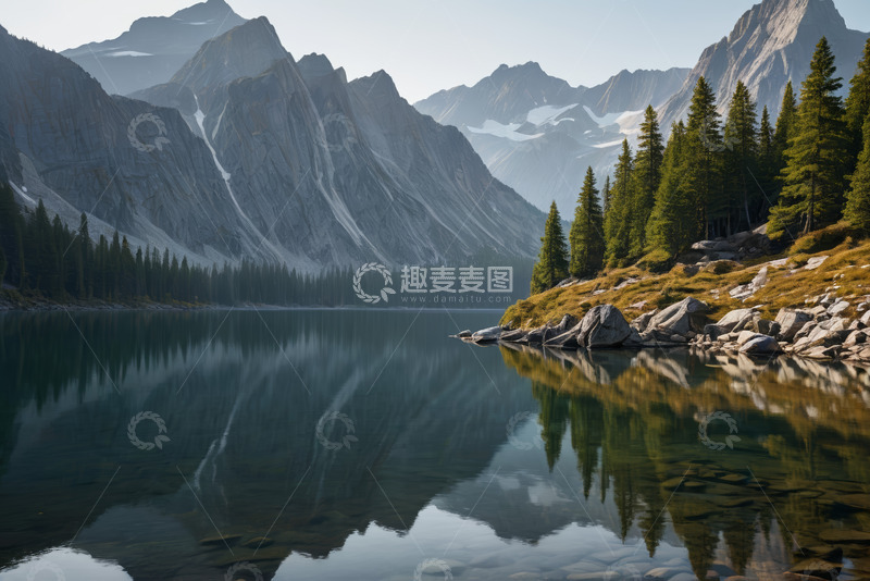 高清大图下载【趣麦麦图】山间湖泊与森林自然风光