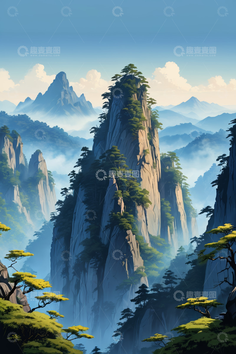 高清大图下载【趣麦麦图】青山云海自然风光景象