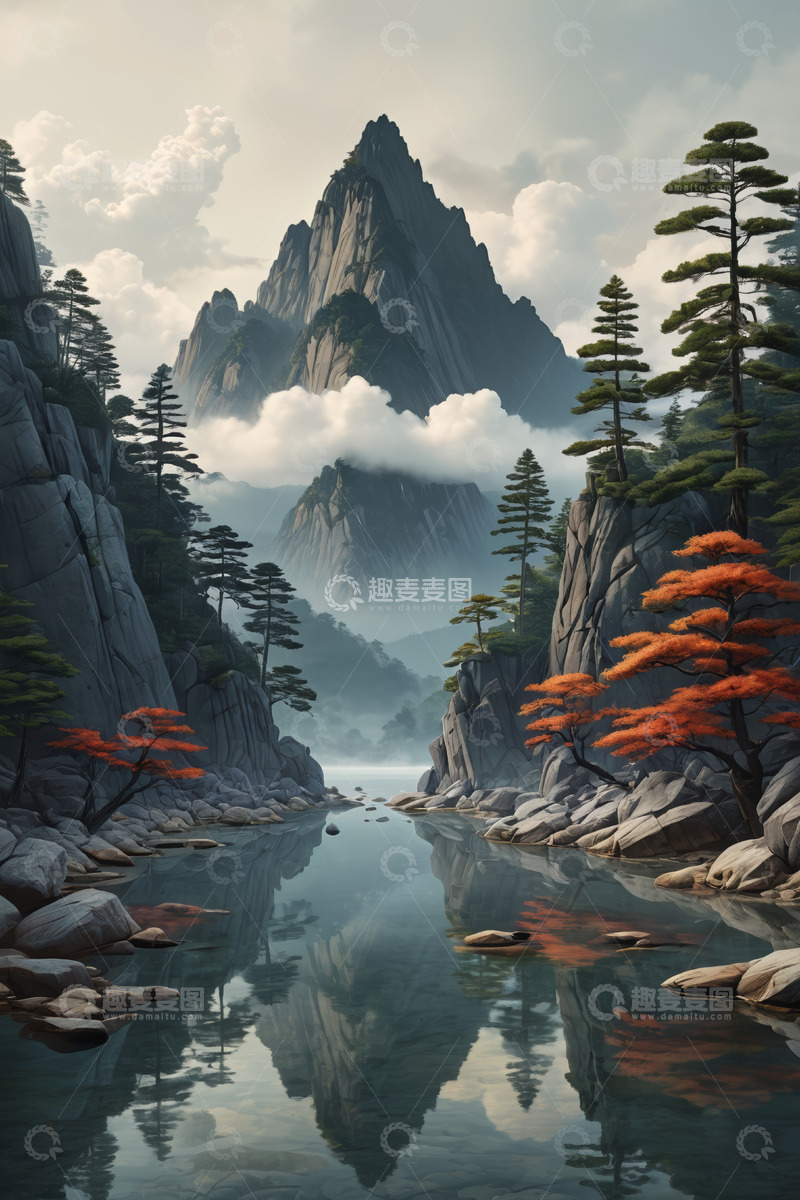 高清大图下载【趣麦麦图】山水相依的自然景观