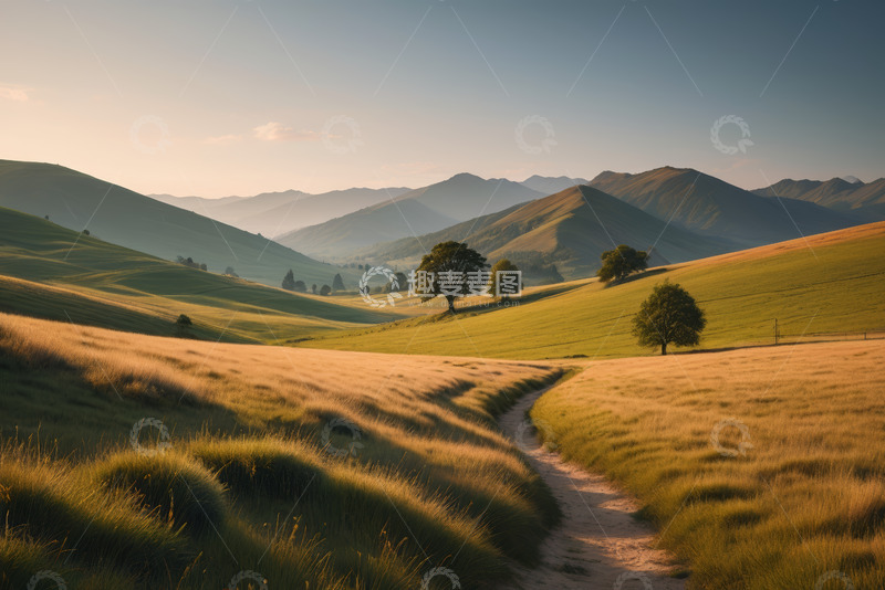 高清大图下载【趣麦麦图】山间草地风景全景