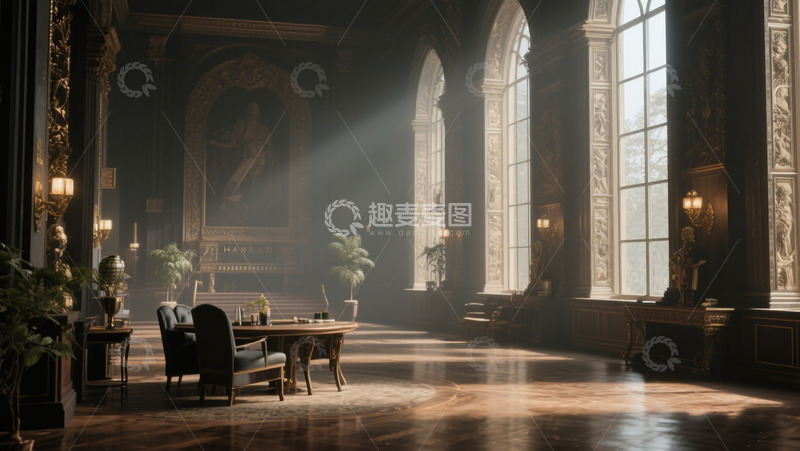 高清大图下载【趣麦麦图】古典豪华大厅场景渲染图