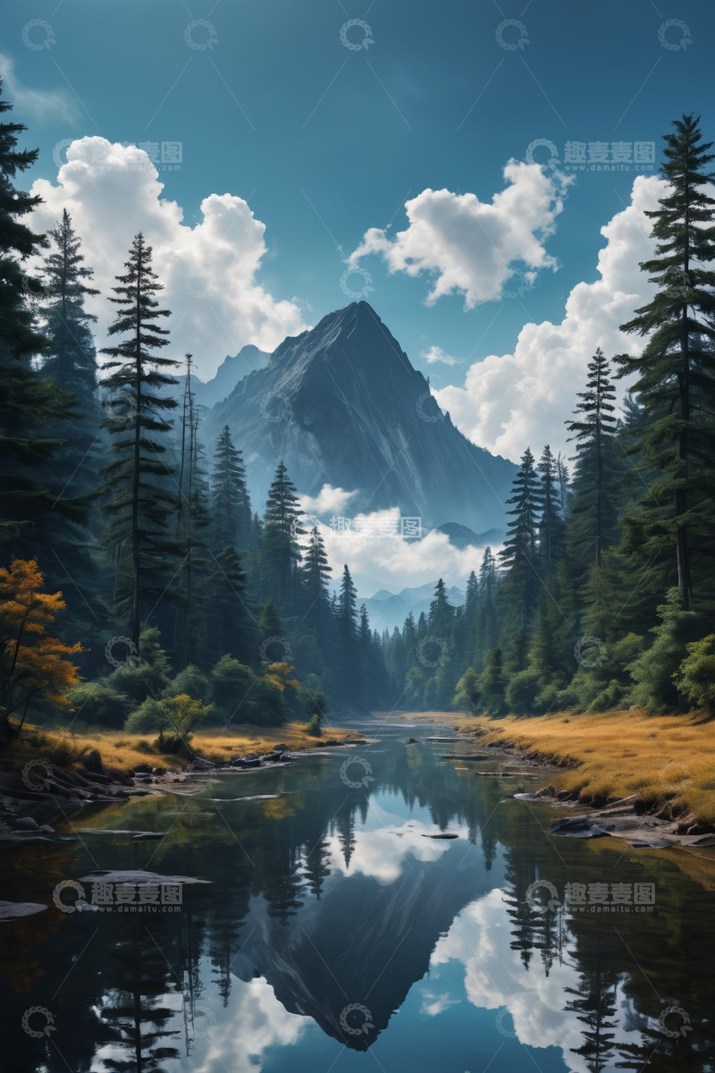 高清大图下载【趣麦麦图】山林间河流自然风光