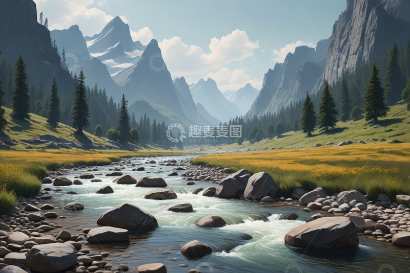 高清大图下载【趣麦麦图】山间溪流森林自然风光