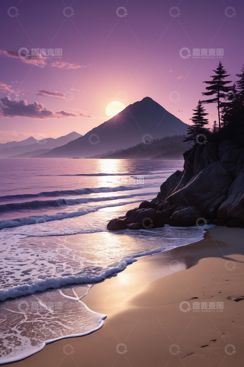 高清大图下载【趣麦麦图】海边日落风景