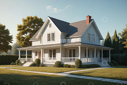 白色独栋住宅外观