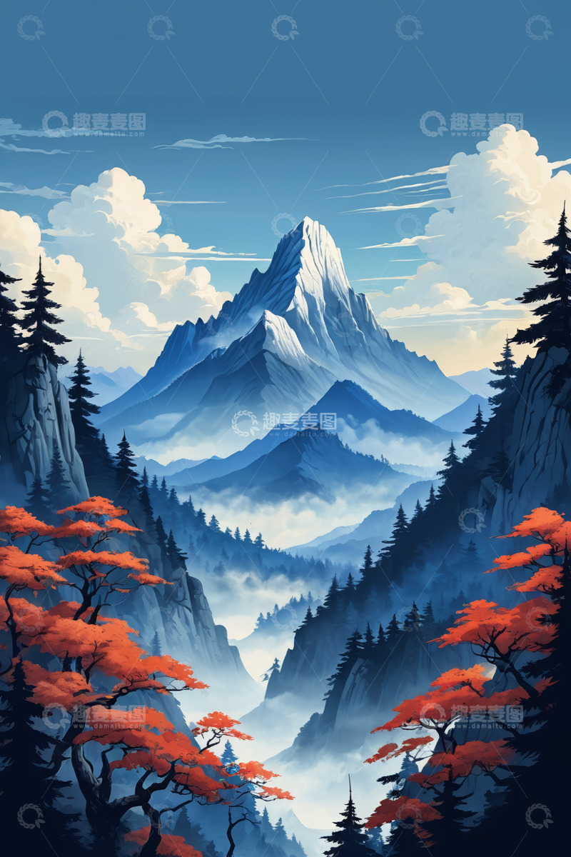 高清大图下载【趣麦麦图】山间自然风光全景