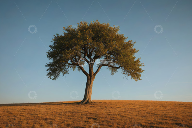 高清大图下载【趣麦麦图】旷野中独立大树