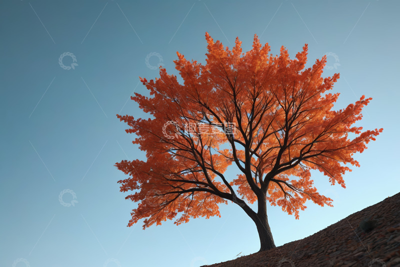 高清大图下载【趣麦麦图】户外秋天单棵树木特写
