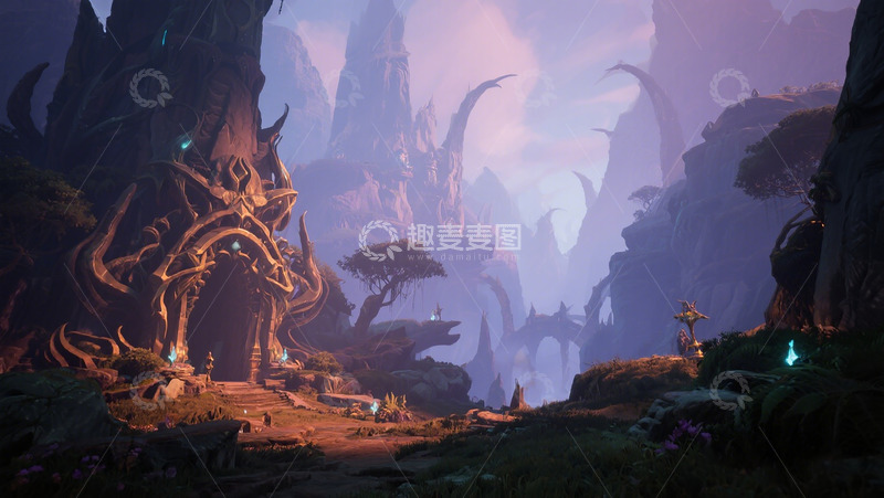 高清大图下载【趣麦麦图】奇幻森林神秘树景插画