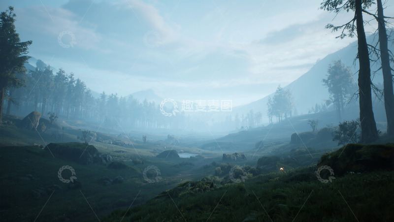 高清大图下载【趣麦麦图】森林雾霭风景游戏场景