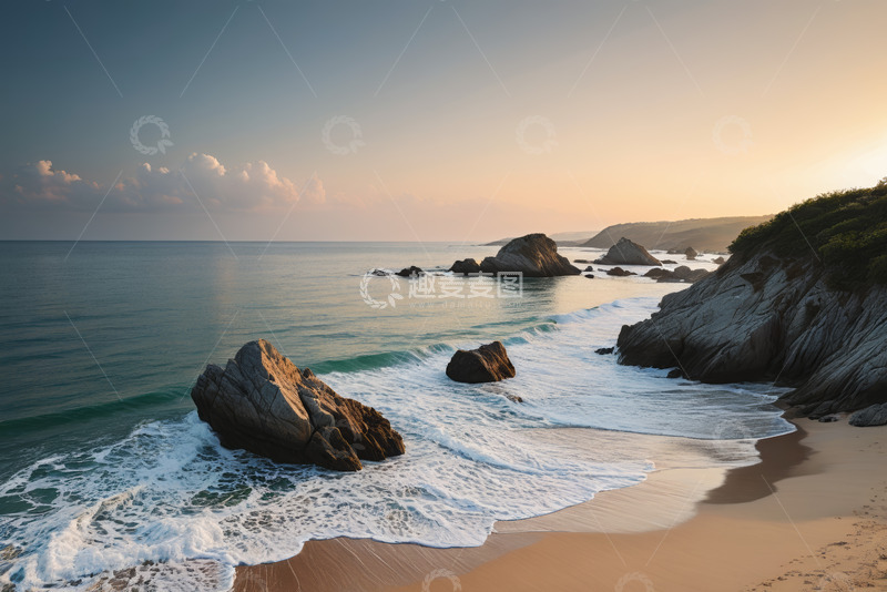 高清大图下载【趣麦麦图】海边日落时分的海岸风景
