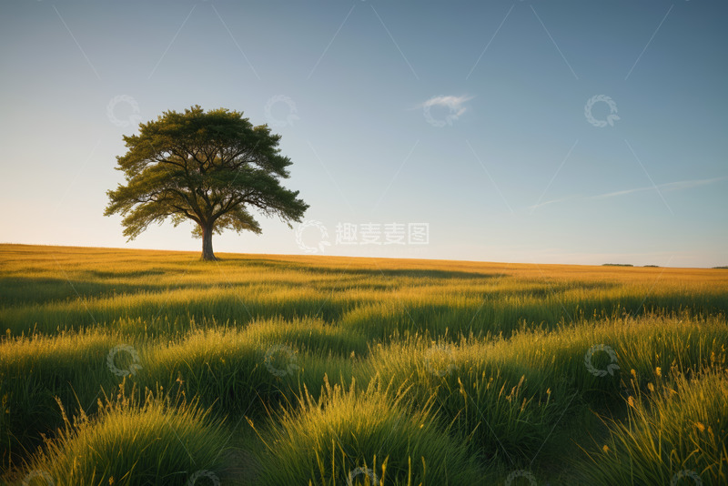 高清大图下载【趣麦麦图】田野中孤独的树木