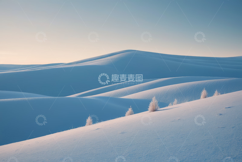 高清大图下载【趣麦麦图】冬季雪原起伏山丘雪景