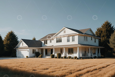 郊外独栋白色住宅外观